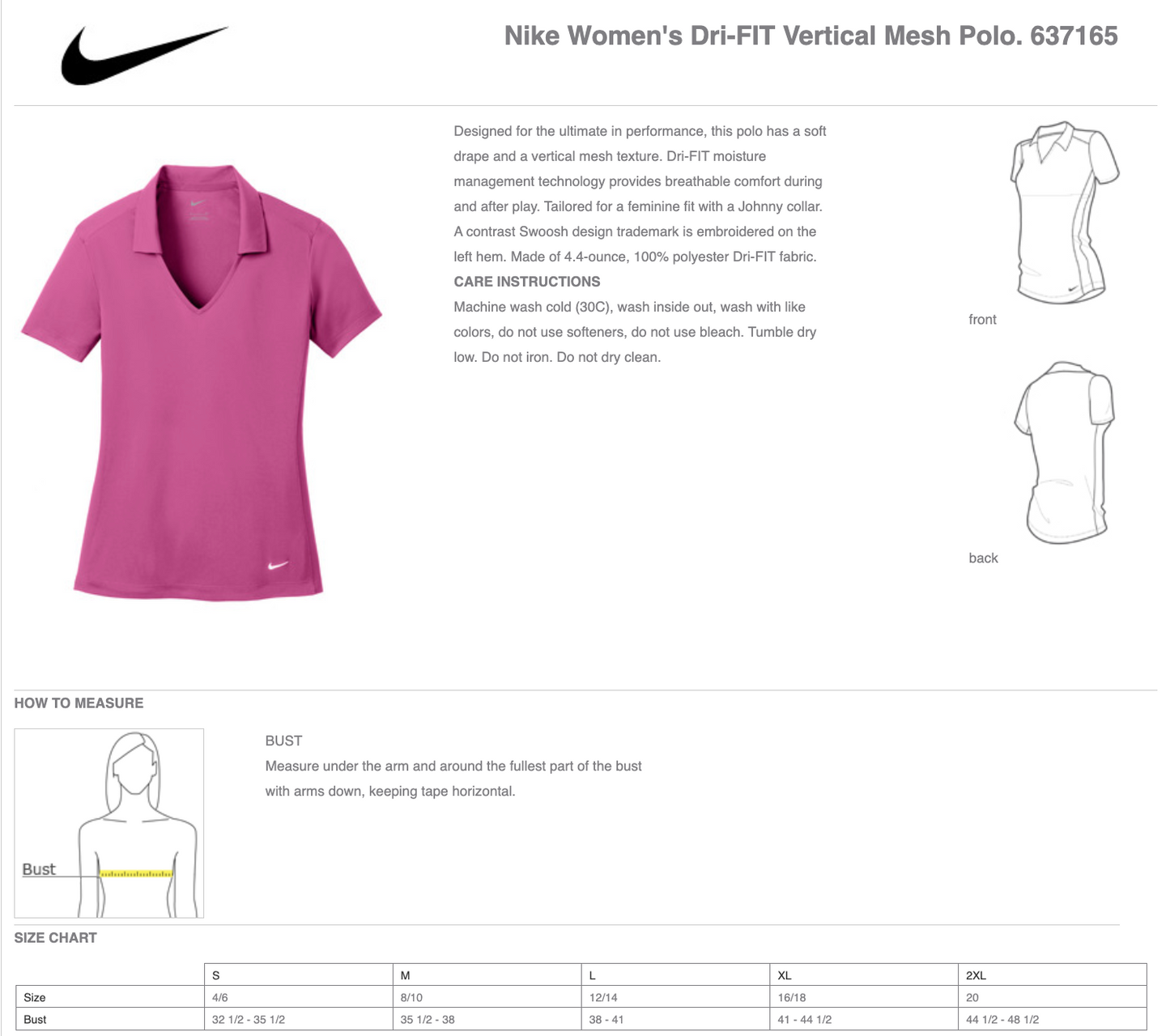 Nike Ladies Dri-FIT Vertical Mesh Polo