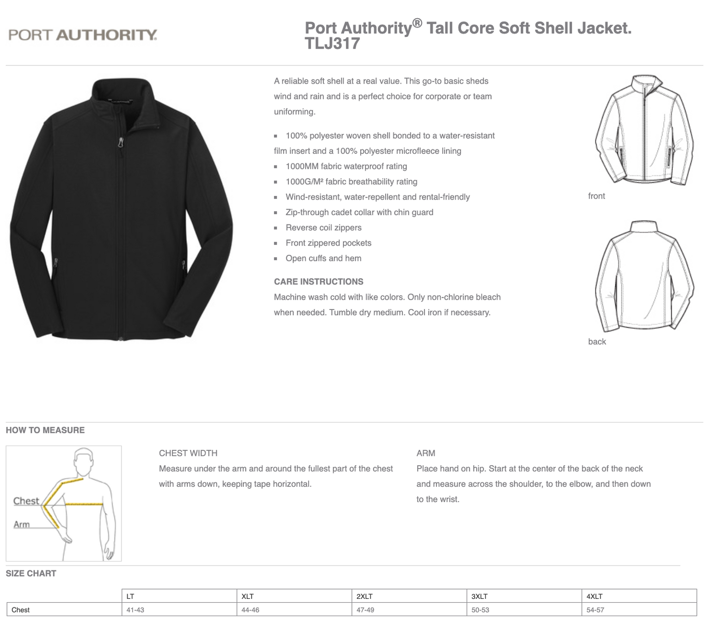 Port Authority® Tall Core Soft Shell Jacket